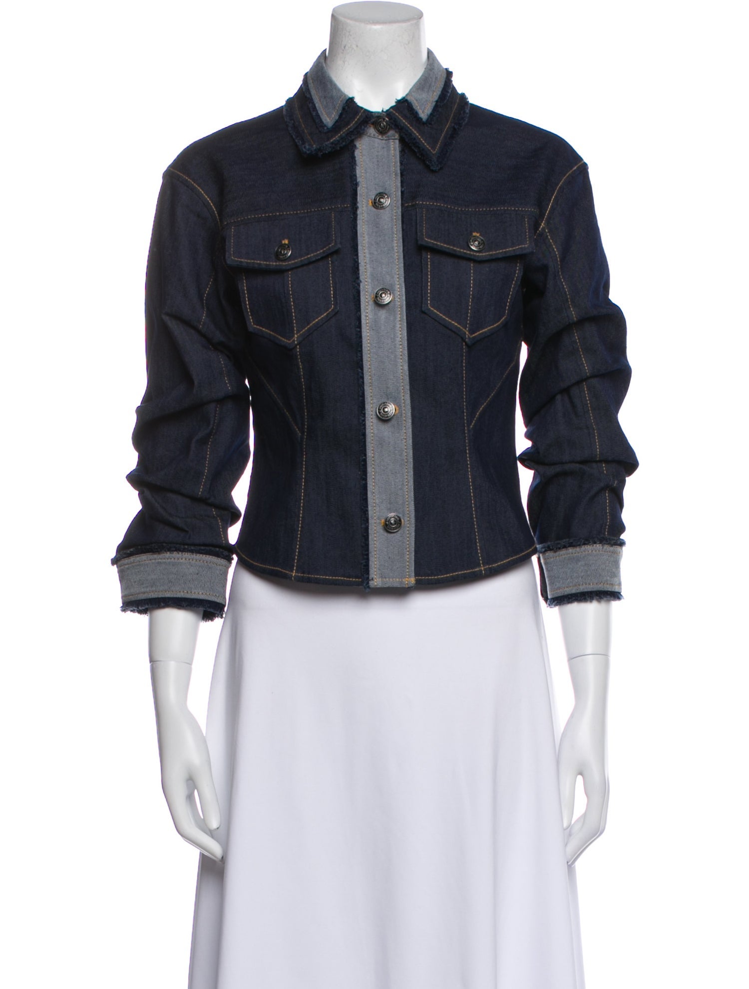 Cinq à Sept Plaid Print Denim Jacket