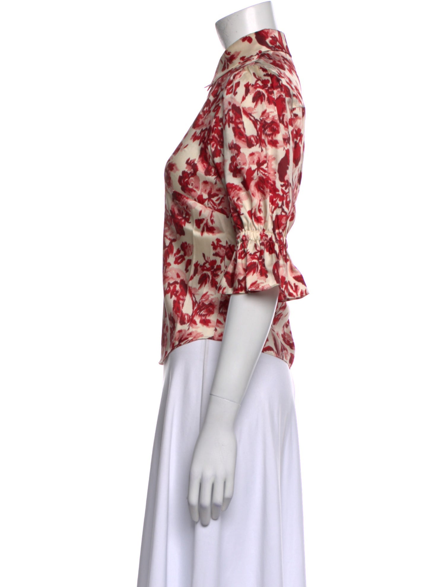 Cinq à Sept Floral Print Mock Neck Blouse