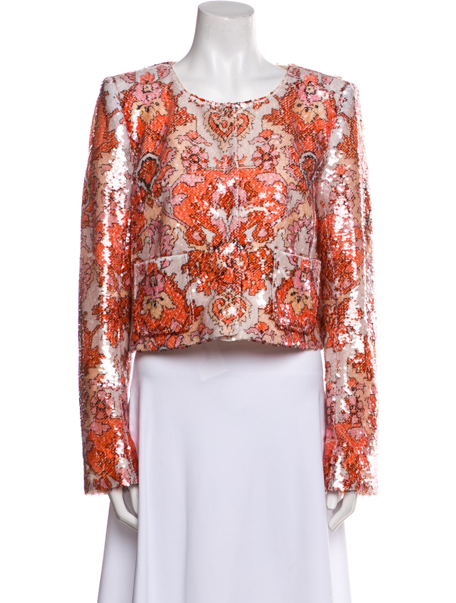Cinq à Sept Sequin Floral Print Evening Jacket