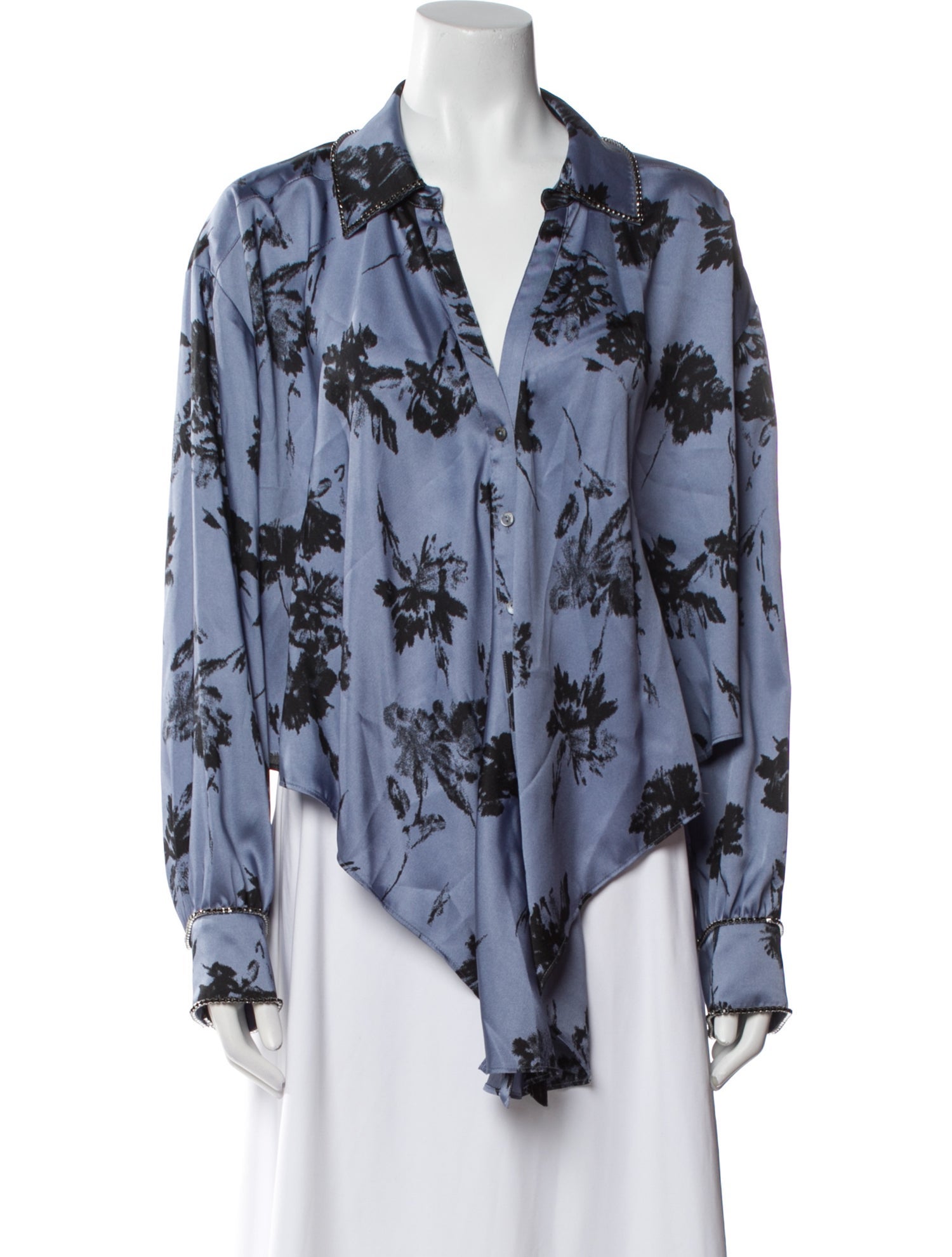 Cinq à Sept Floral Print V-Neck Blouse