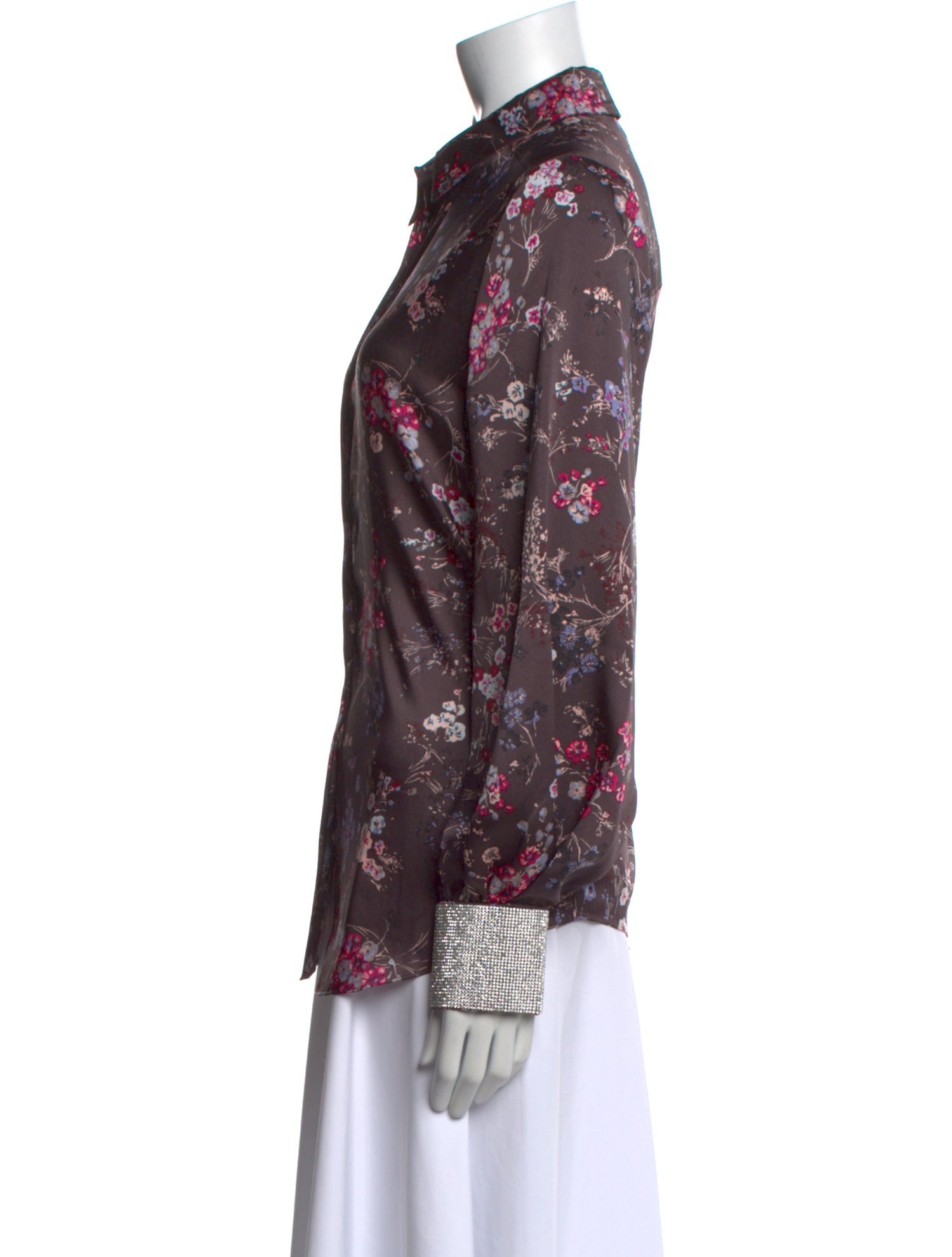 Cinq à Sept Floral Print Long Sleeve Button-Up Top w/ Tags