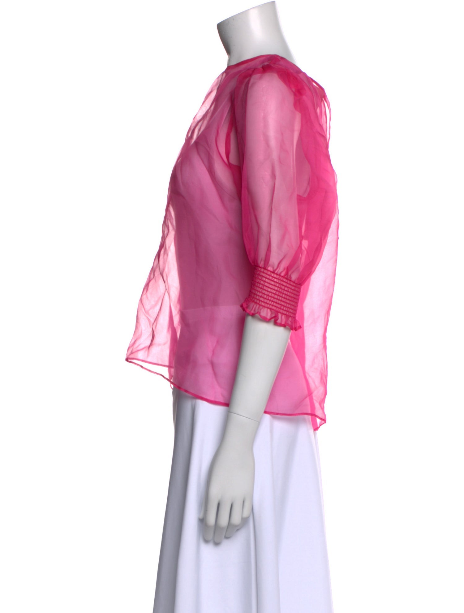 Cinq à Sept Crew Neck Three-Quarter Sleeve Blouse