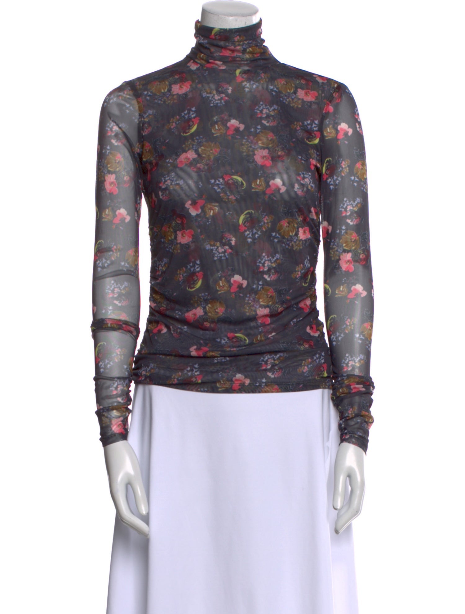 Cinq à Sept Floral Print Turtleneck Top