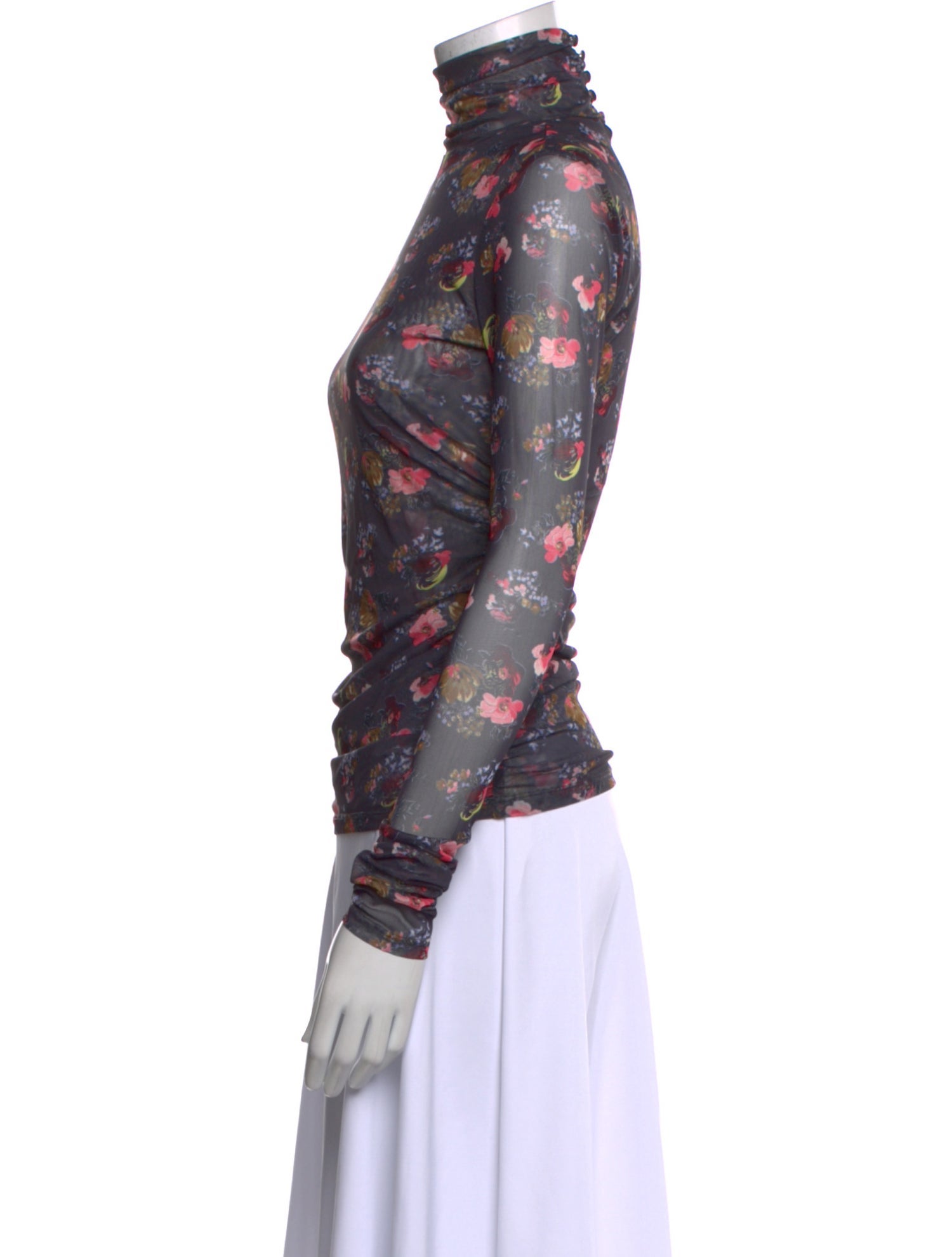 Cinq à Sept Floral Print Turtleneck Top