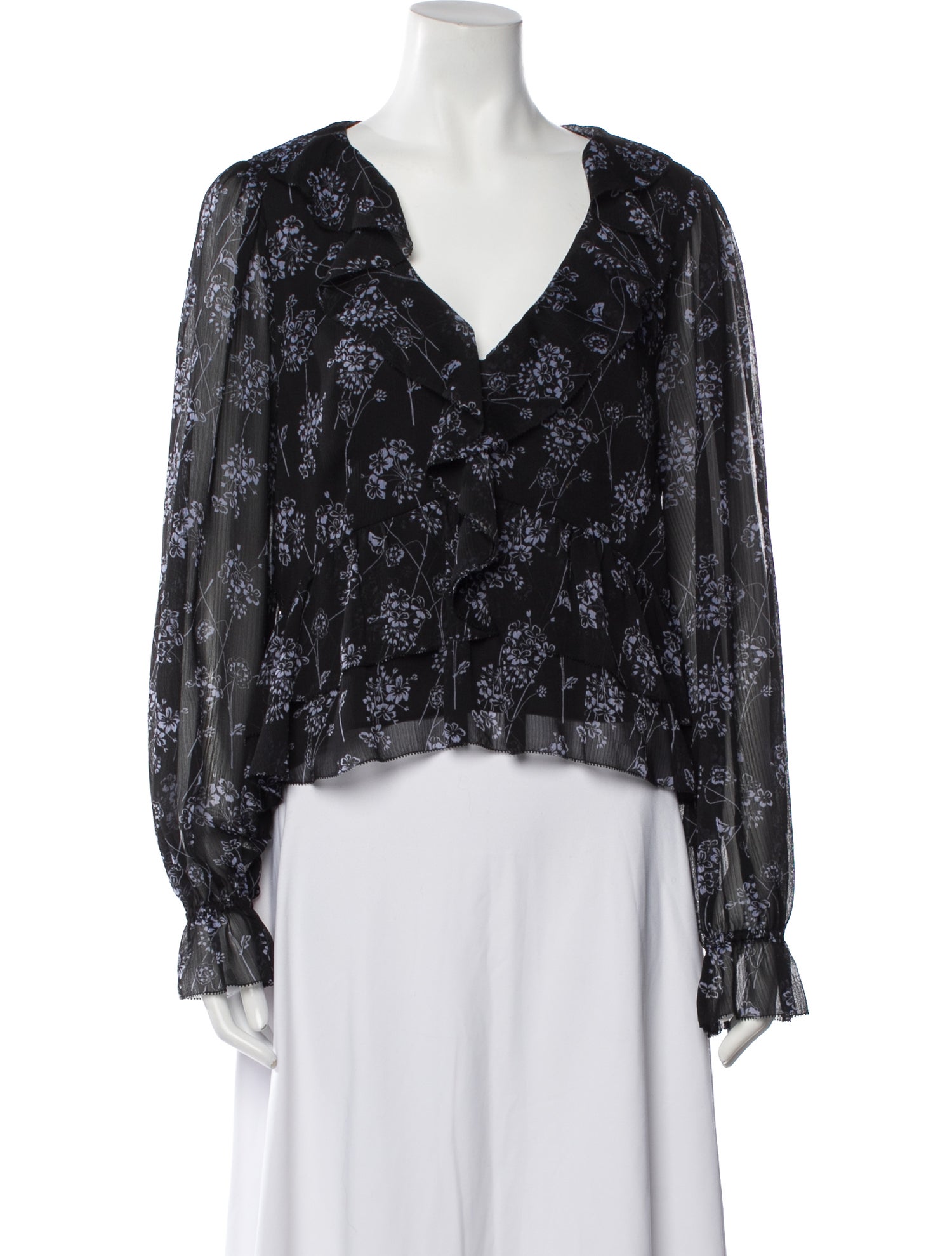 Cinq à Sept Floral Print V-Neck Blouse