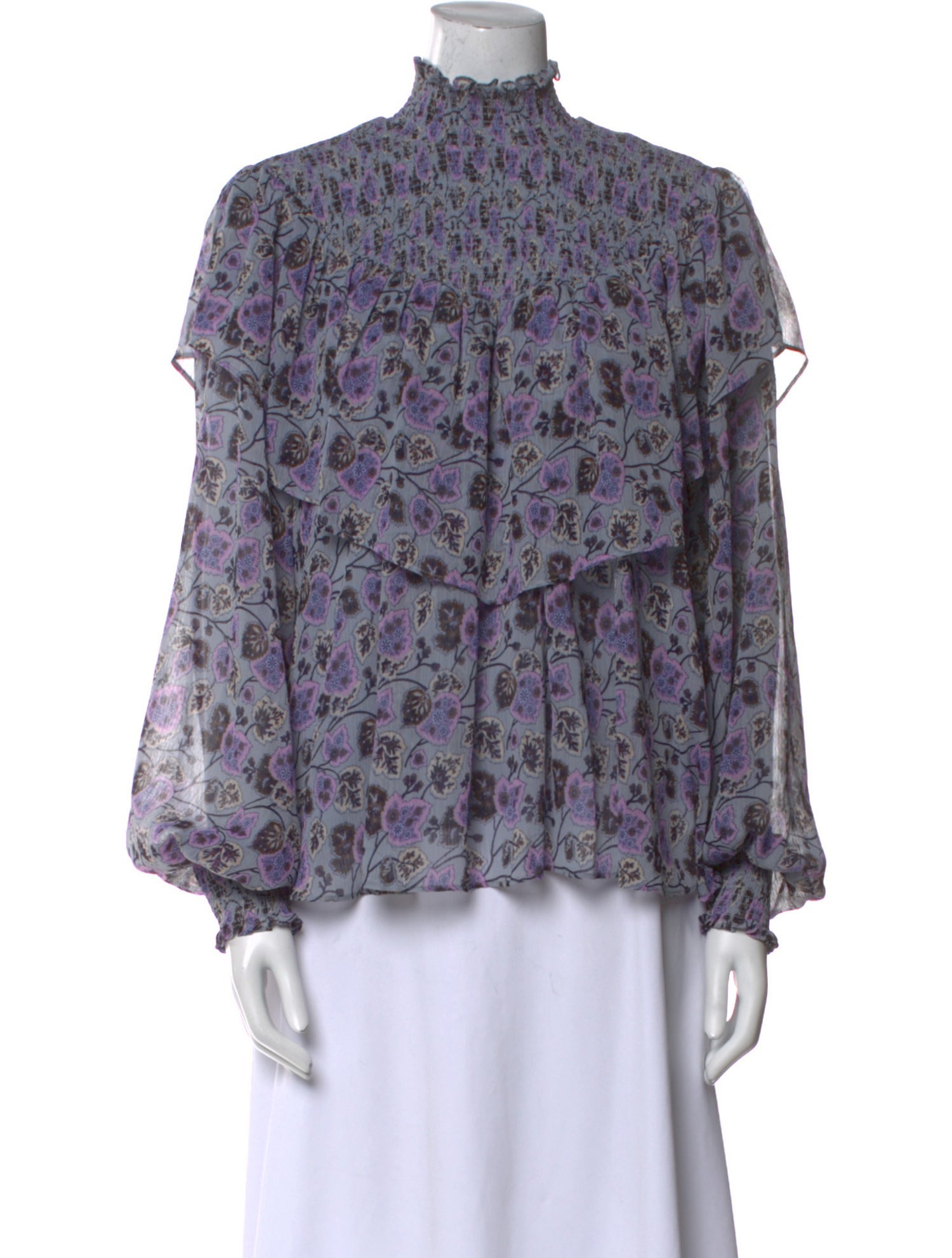 Cinq à Sept Printed Mock Neck Blouse