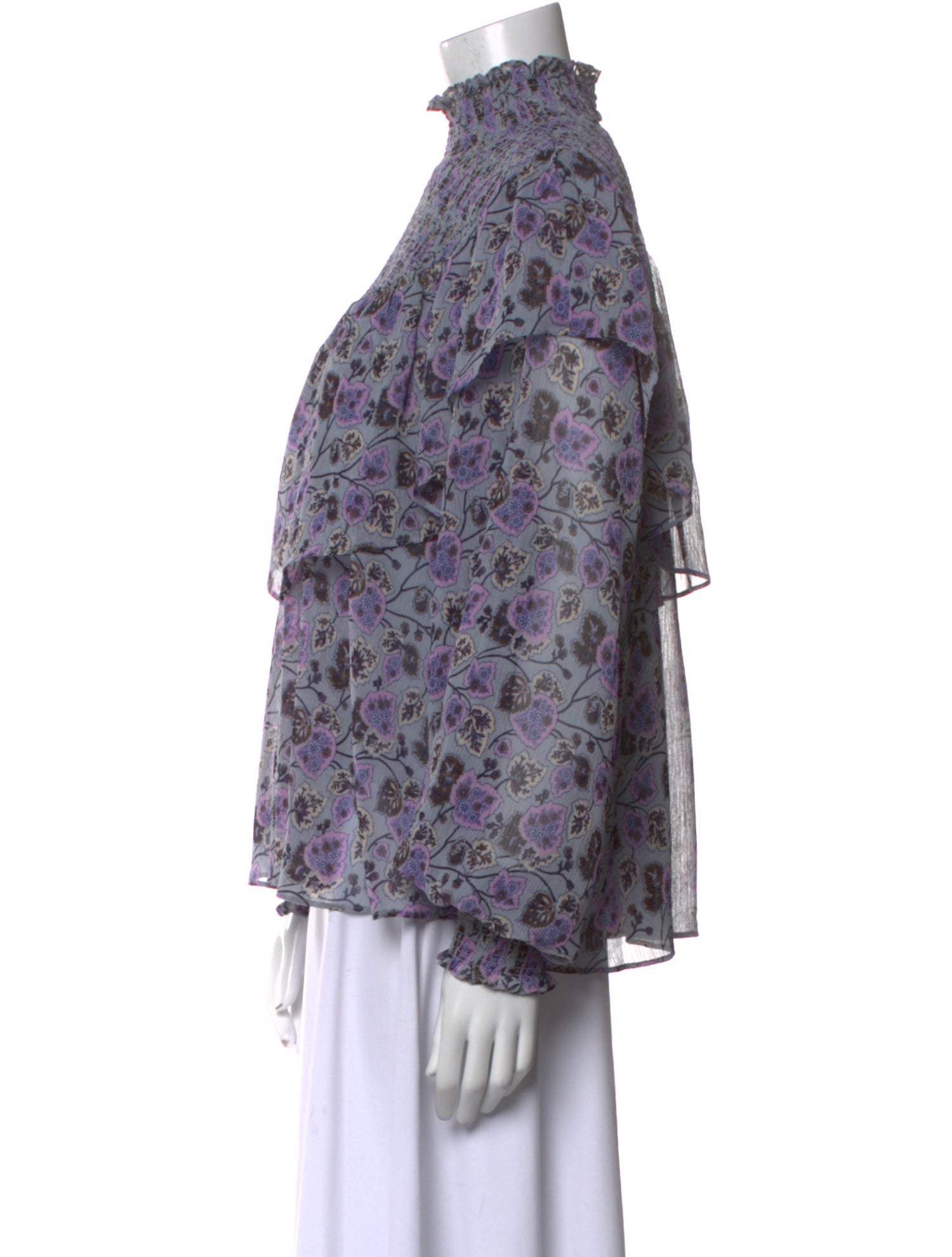 Cinq à Sept Printed Mock Neck Blouse