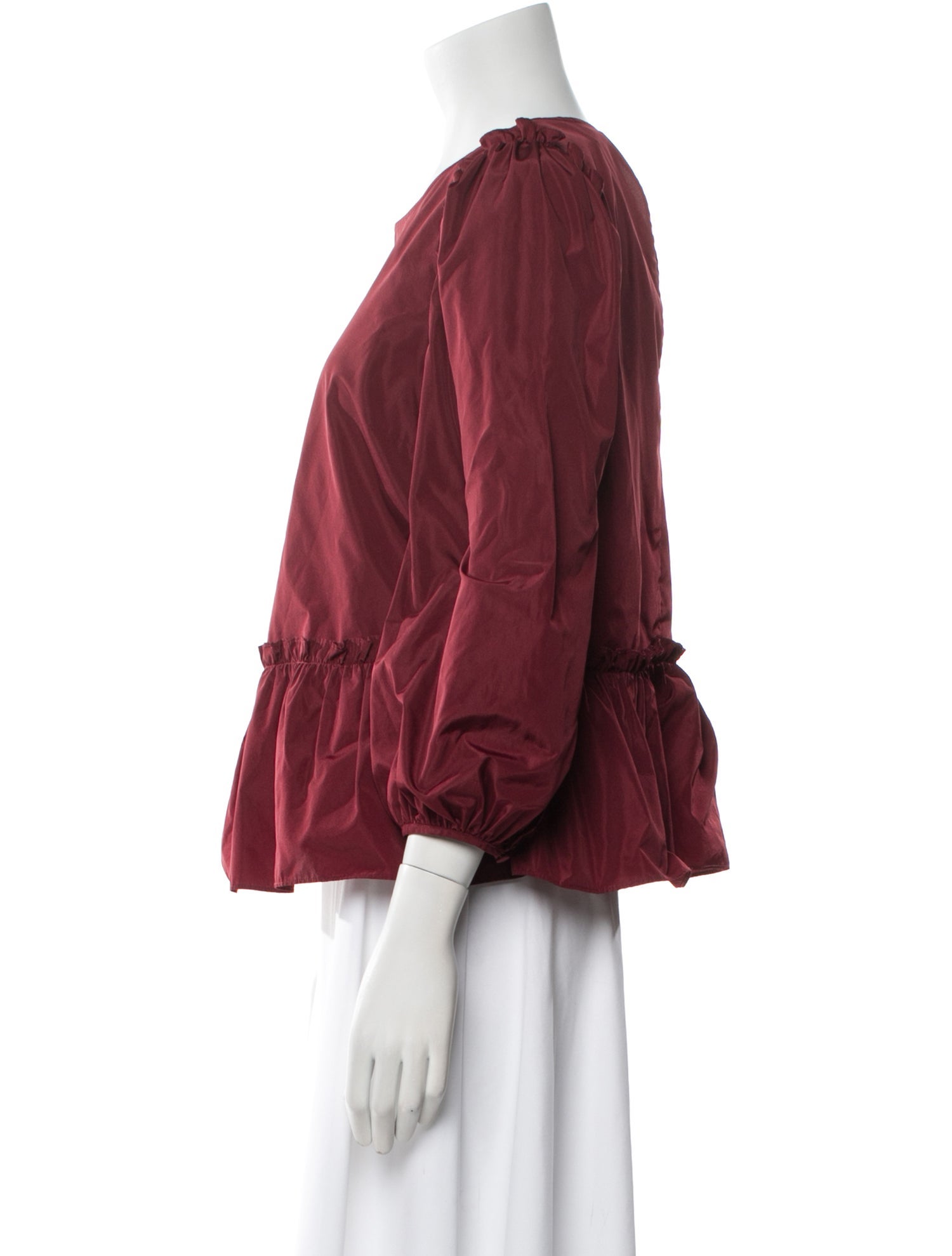 Cinq à Sept Bateau Neckline Three-Quarter Sleeve Blouse