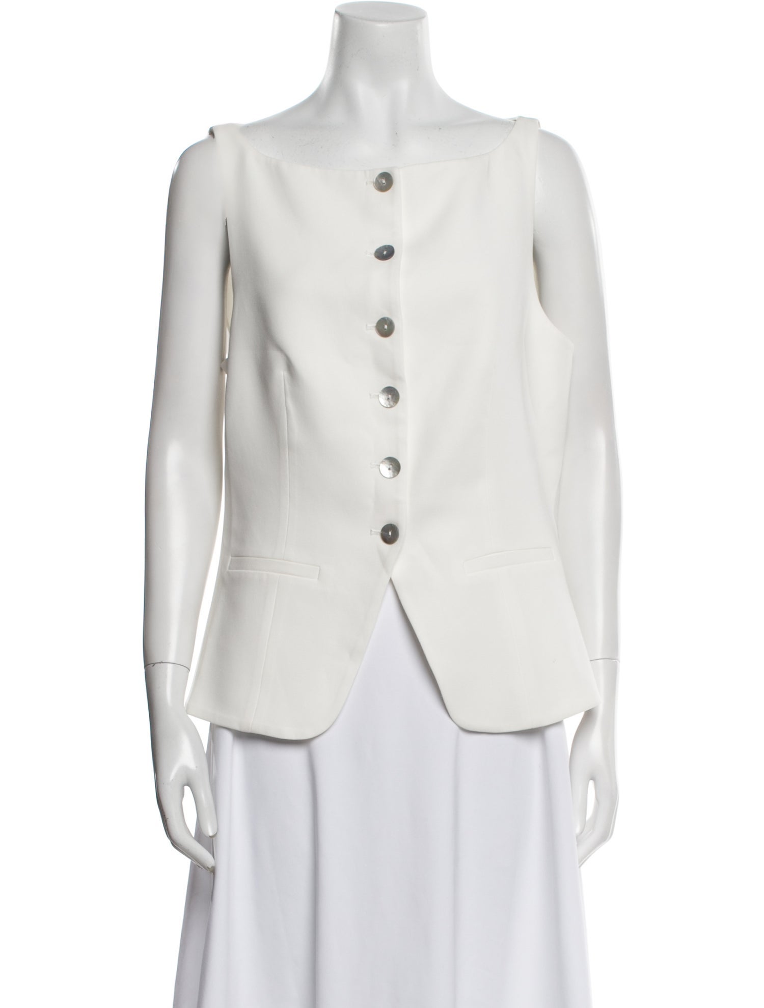 Cinq à Sept Square Neckline Sleeveless Button-Up Top