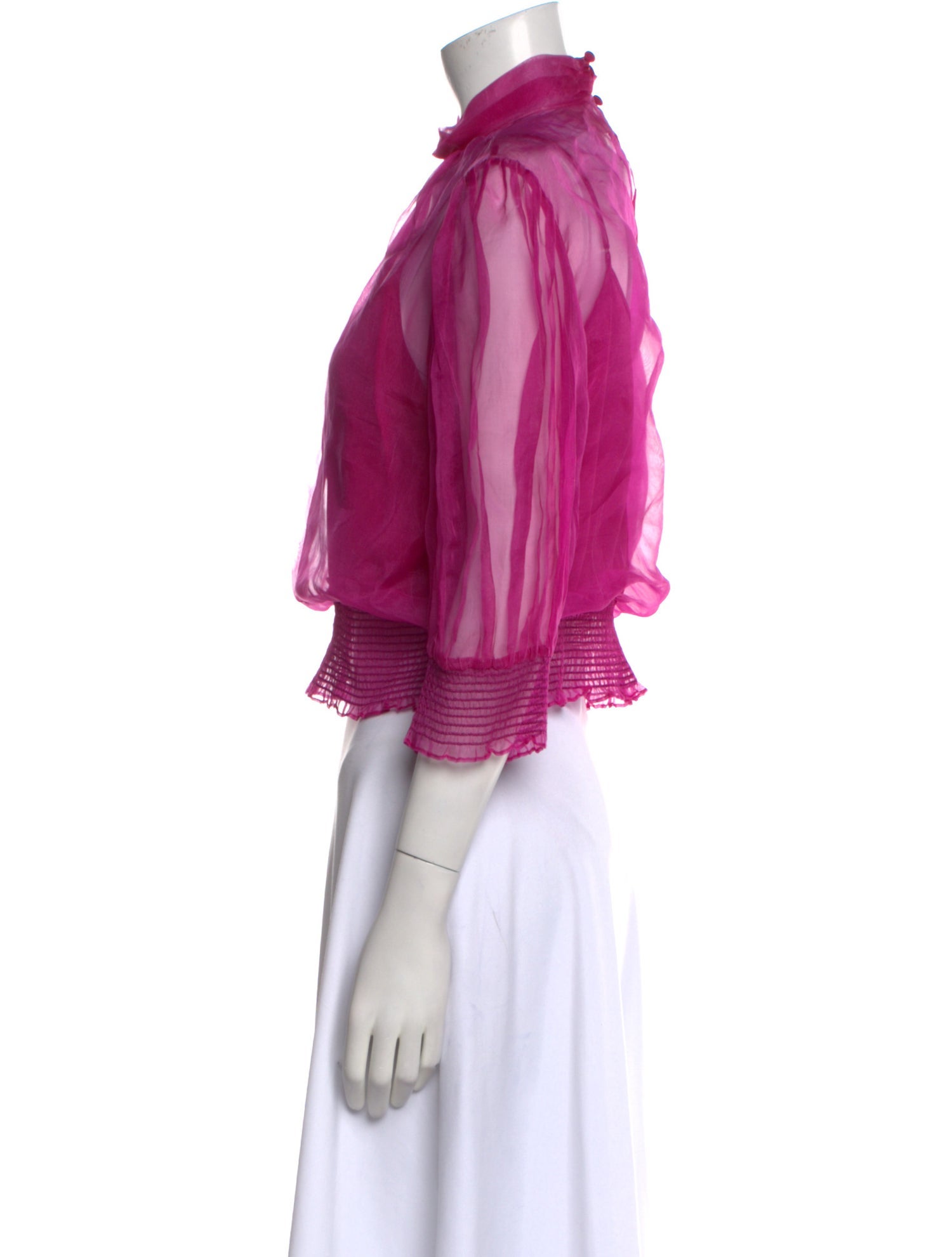 Cinq à Sept Silk Mock Neck Crop Top