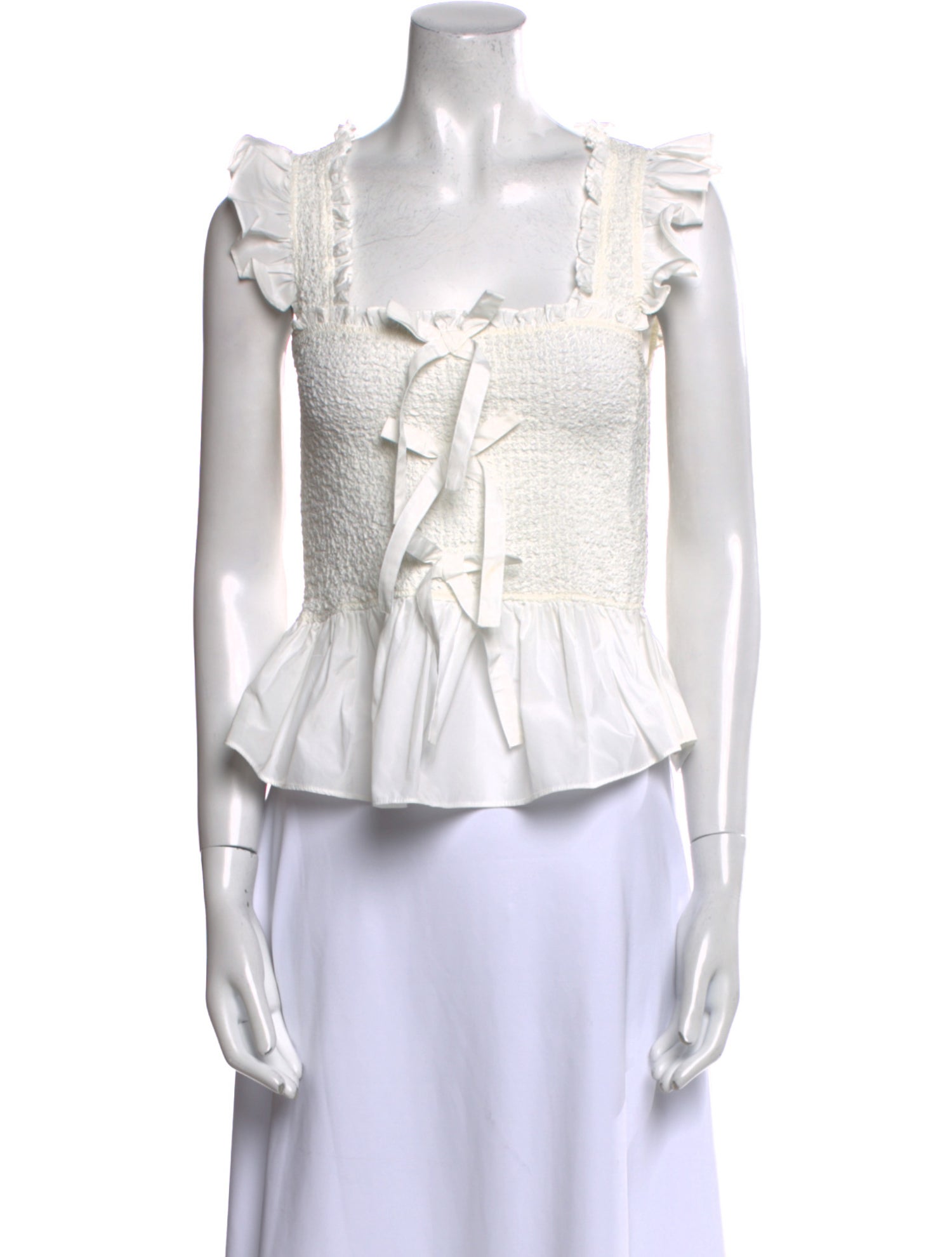 Cinq à Sept Square Neckline Sleeveless Crop Top