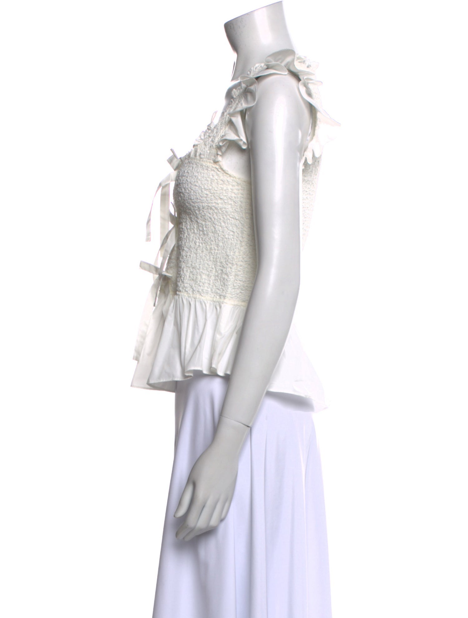 Cinq à Sept Square Neckline Sleeveless Crop Top