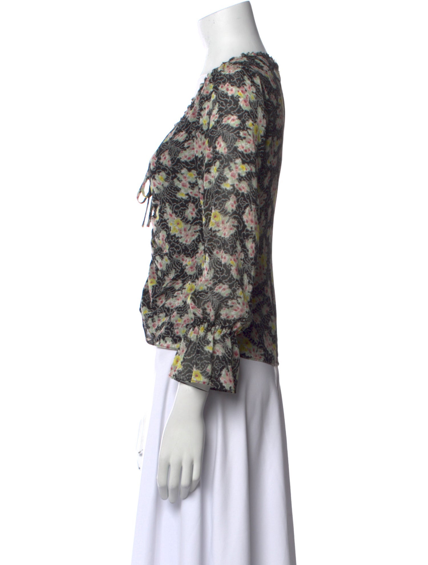 Cinq à Sept Floral Print V-Neck Blouse