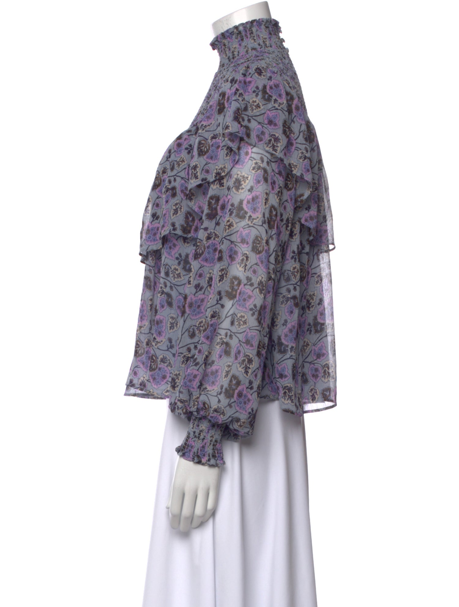 Cinq à Sept Floral Print Mock Neck Blouse w/ Tags