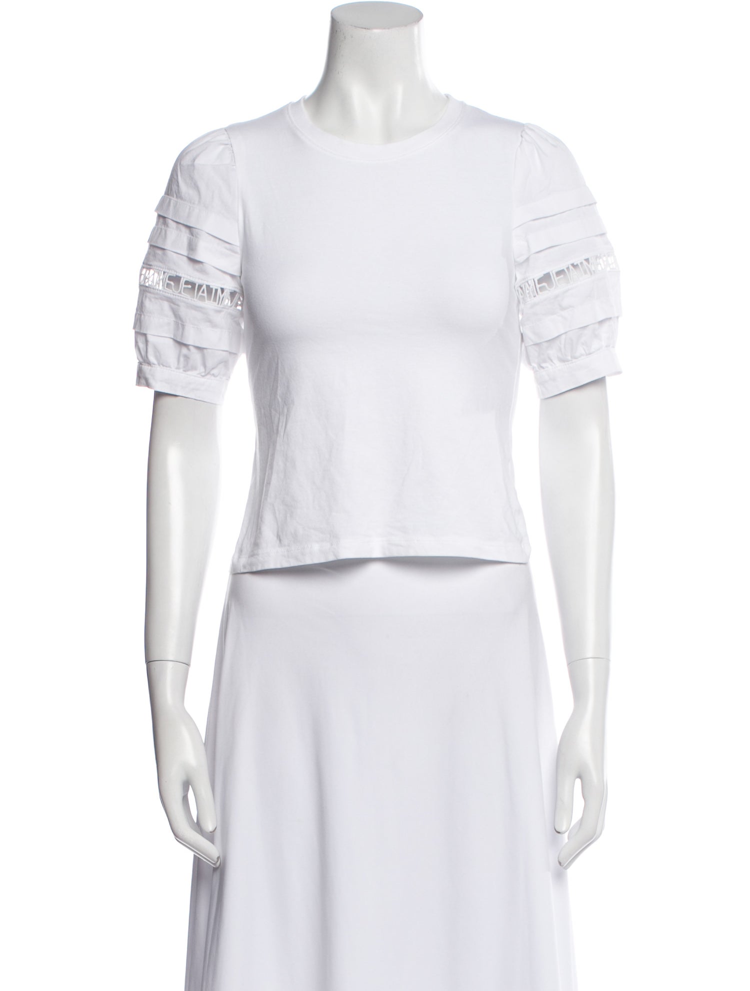 Cinq à Sept Crew Neck Short Sleeve Crop Top