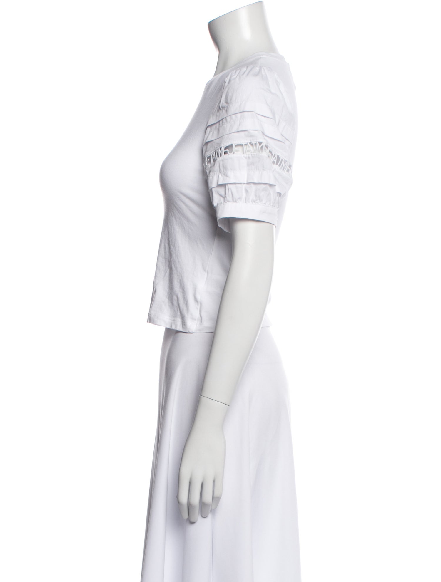 Cinq à Sept Crew Neck Short Sleeve Crop Top