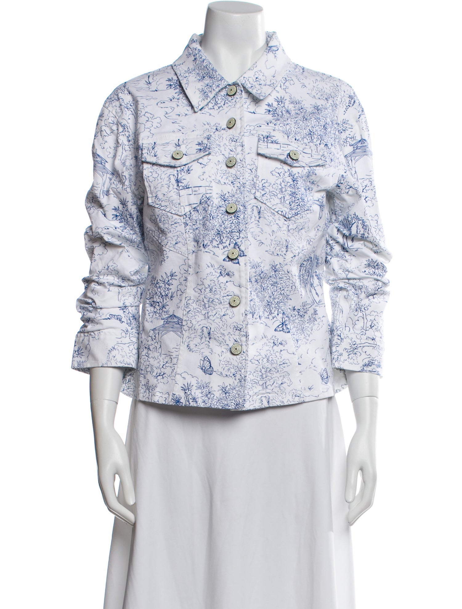 Cinq à Sept Floral Print Denim Jacket