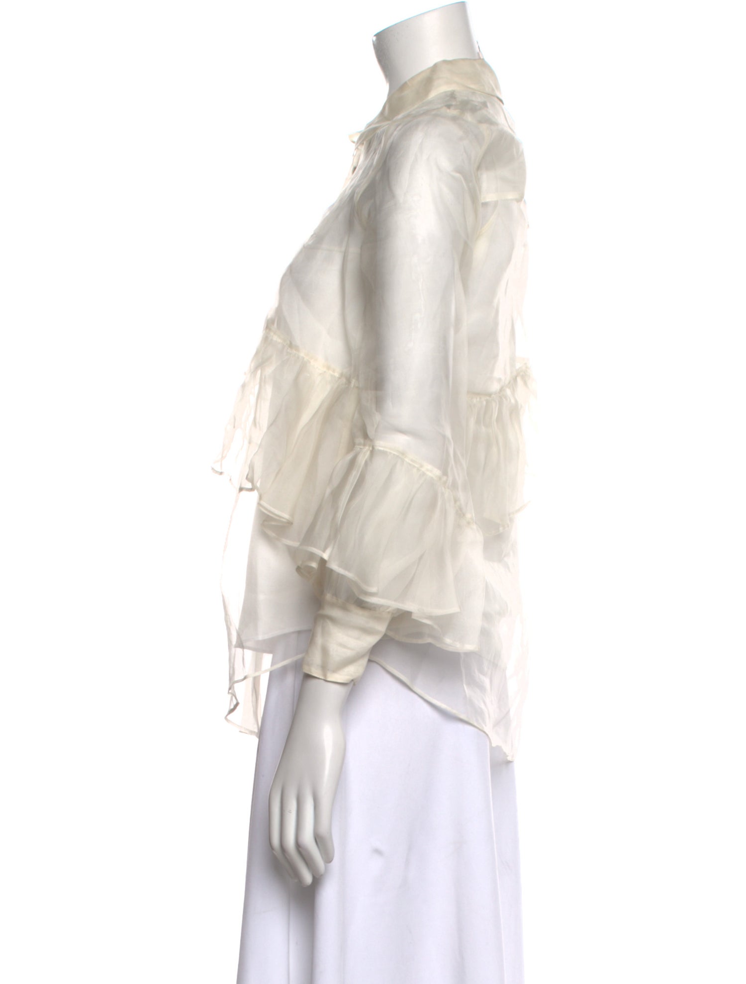 Cinq à Sept Silk Three-Quarter Sleeve Button-Up Top