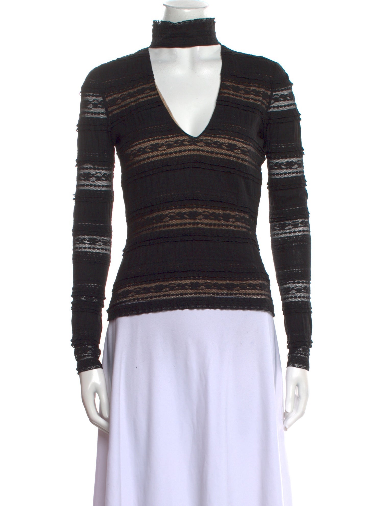 Cinq à Sept Striped Mock Neck Top