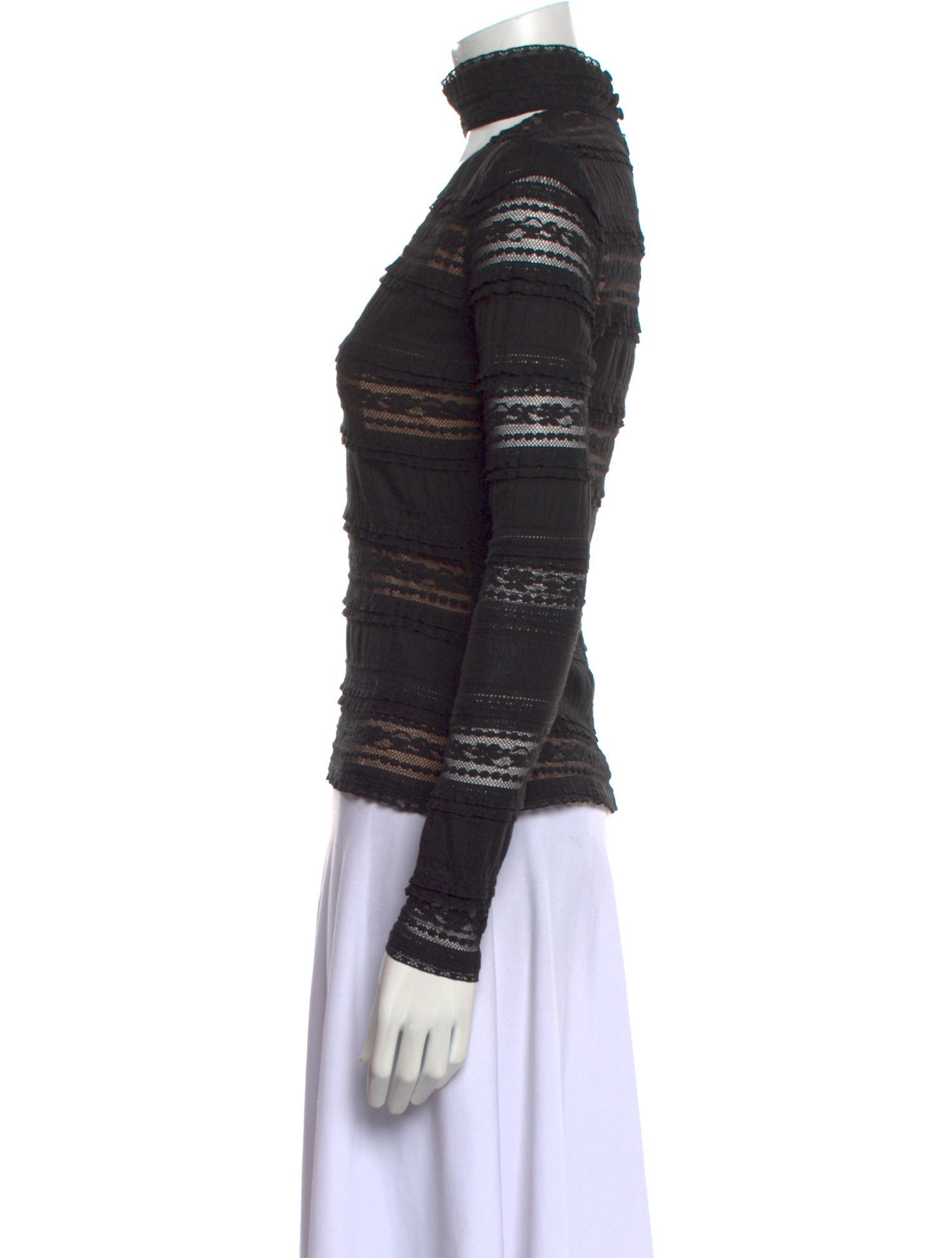 Cinq à Sept Striped Mock Neck Top