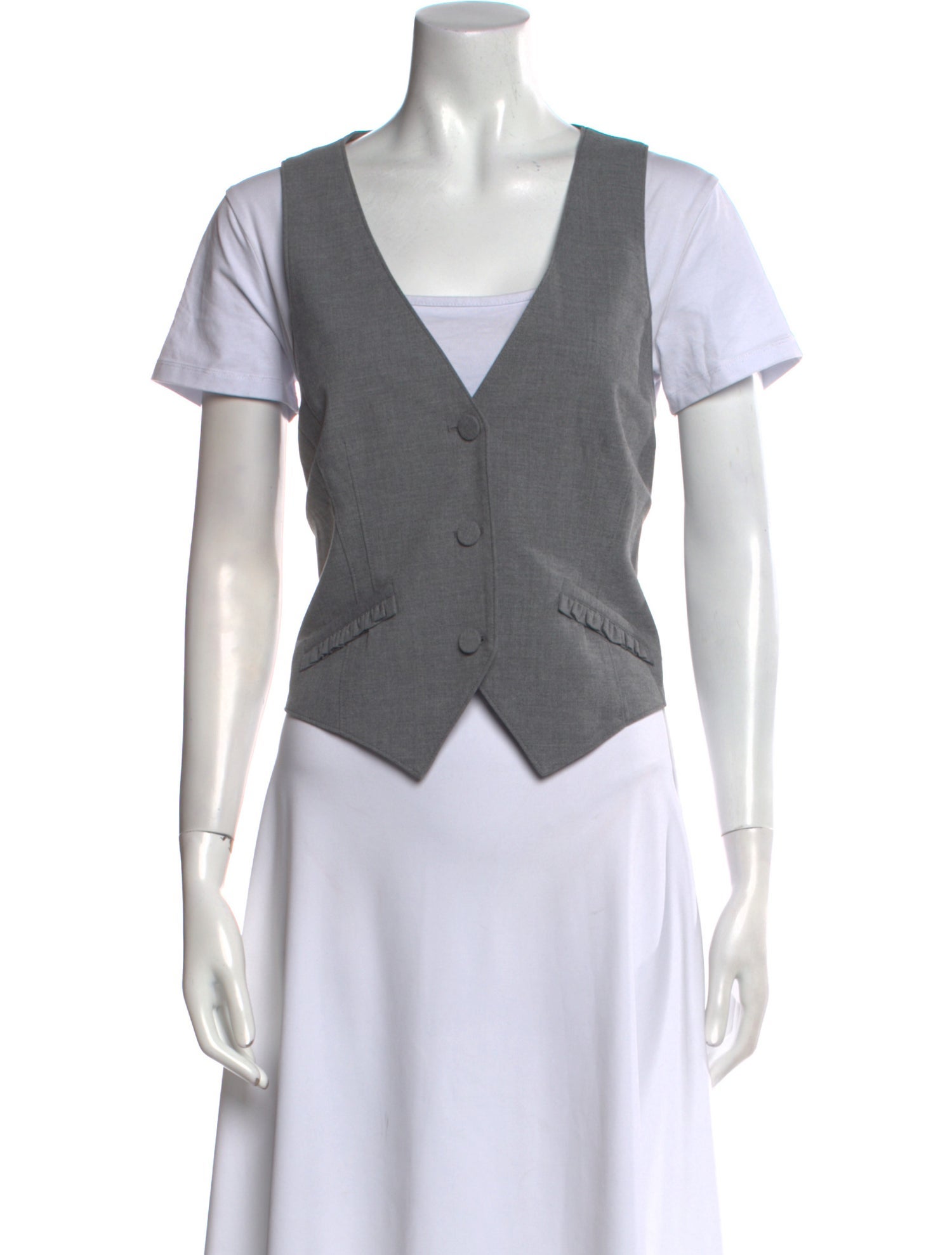 Cinq à Sept V-Neck Short Sleeve Crop Top