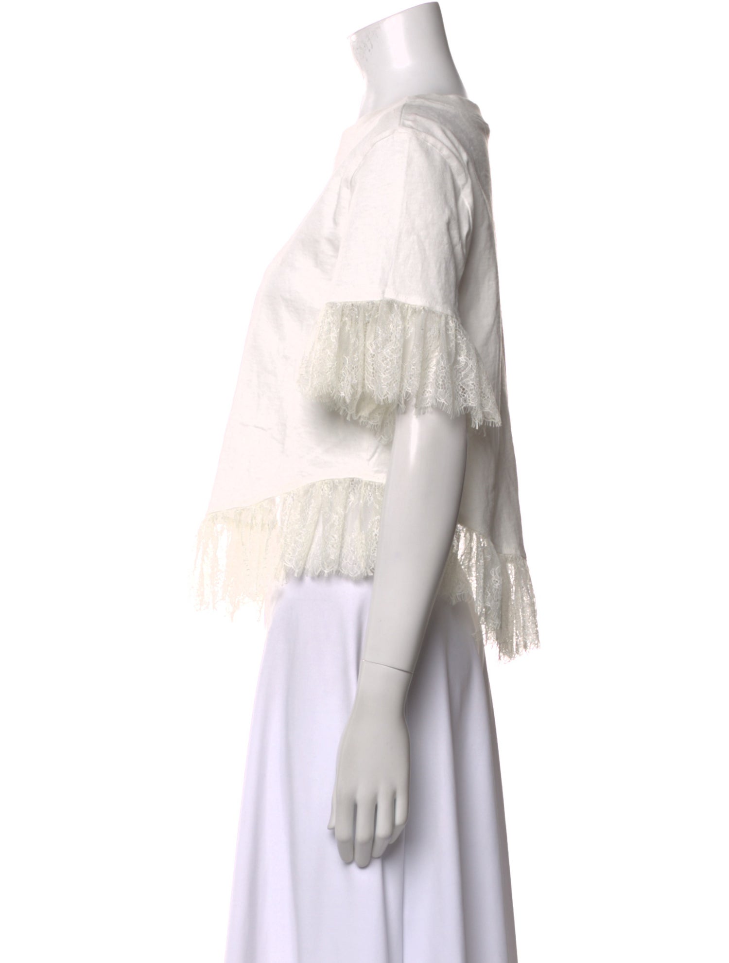 Cinq à Sept Bateau Neckline Short Sleeve Crop Top