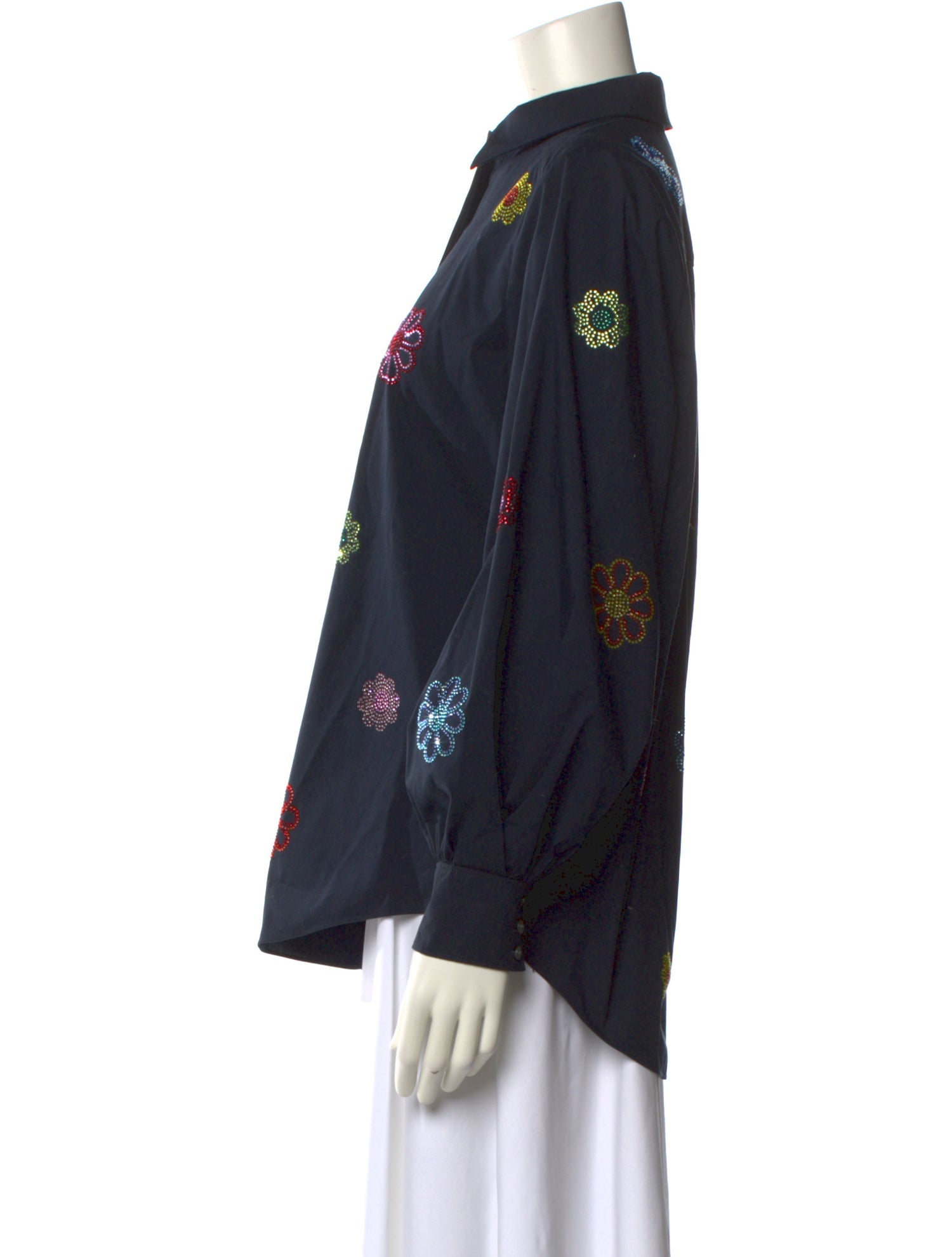 Cinq à Sept Floral Print Long Sleeve Button-Up Top