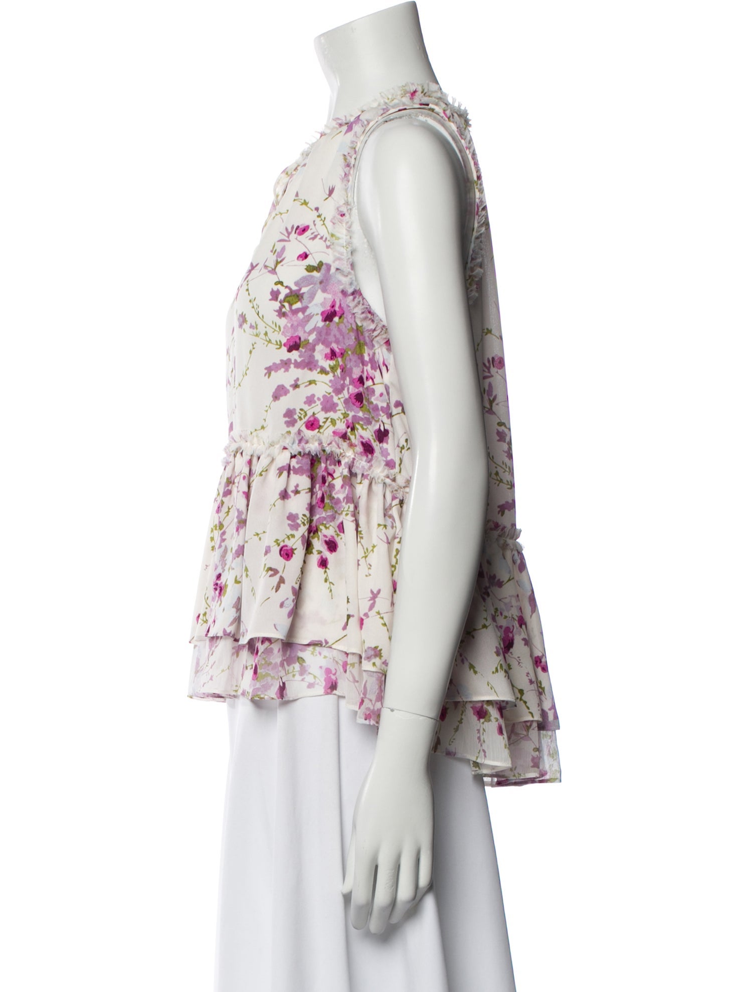 Cinq à Sept Floral Print Scoop Neck Blouse