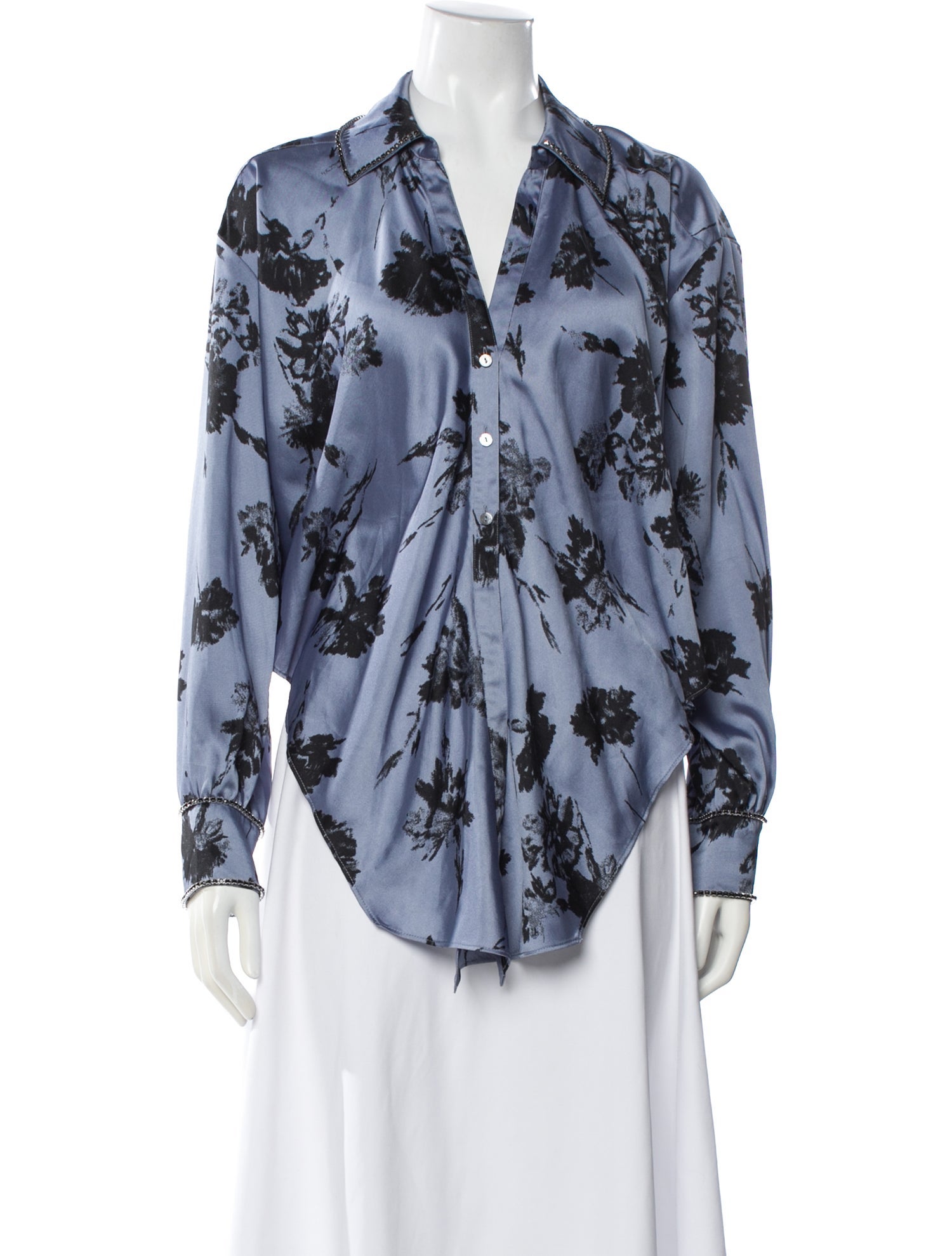 Cinq à Sept Floral Print V-Neck Blouse
