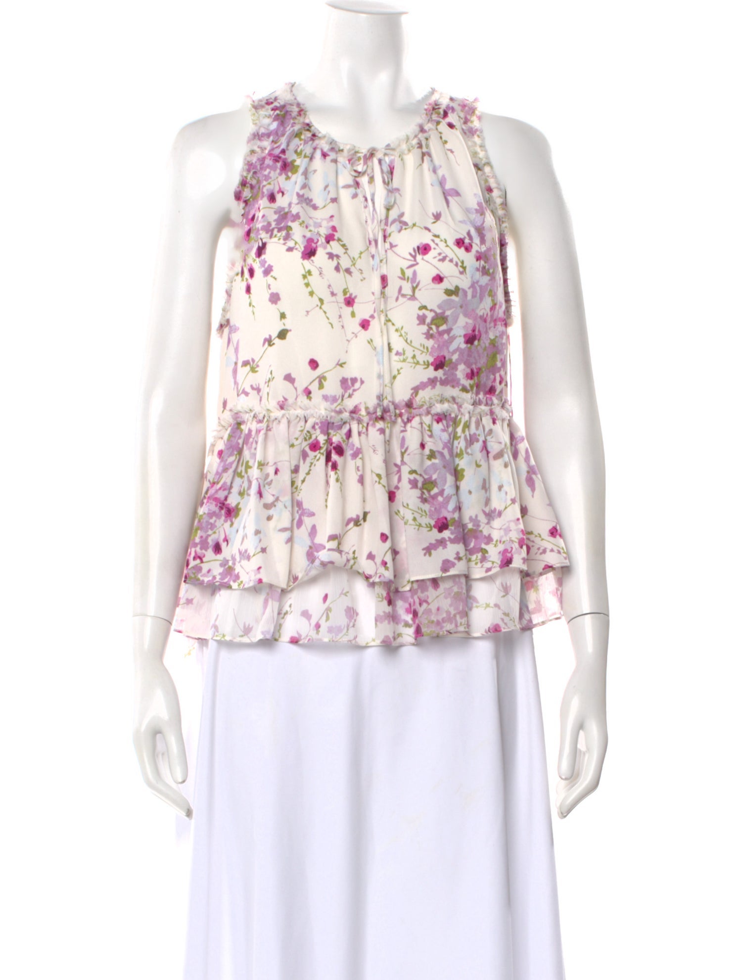 Cinq à Sept Floral Print Tie Neck Blouse w/ Tags