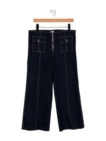 Pre-owned Cinq À Sept High-rise Wide Leg Jeans In Blue
