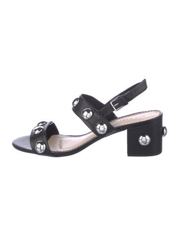 Pre-owned Cinq À Sept Leather Slingback Sandals In Black