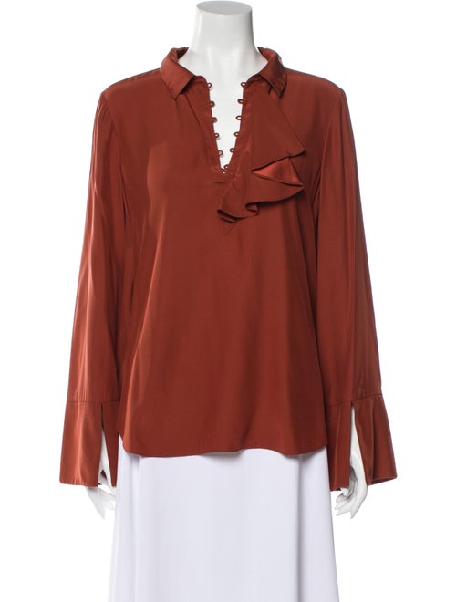 Cinq à Sept Silk Long Sleeve Blouse Orange