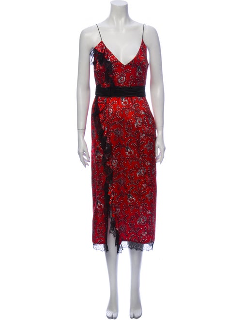 Cinq à Sept Silk Long Dress Red