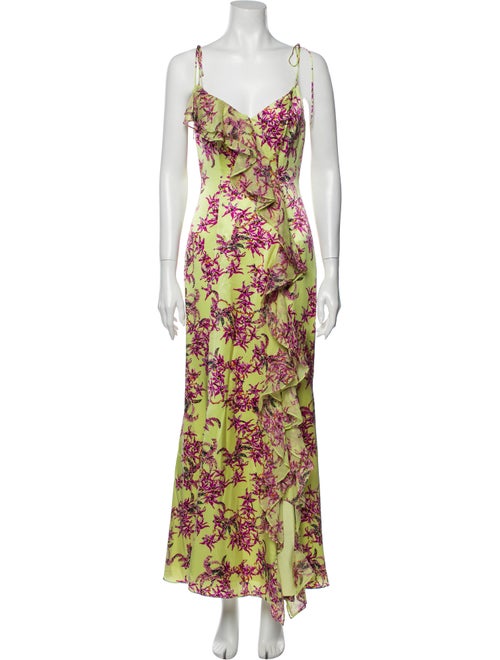 Cinq à Sept Silk Long Dress Yellow