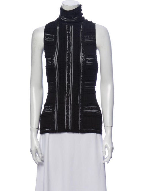 Cinq à Sept Turtleneck Sleeveless Top Black