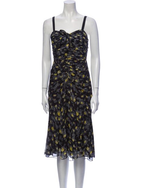 Cinq à Sept Silk Midi Length Dress Black