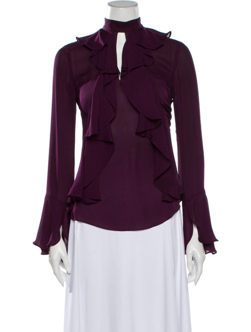 Cinq à Sept Silk Mock Neck Blouse Purple