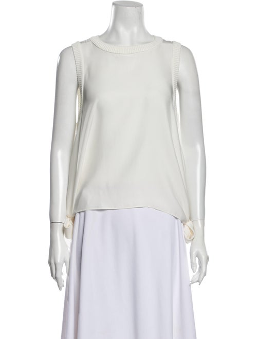 Cinq à Sept Silk Crew Neck Top White