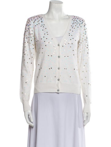 Cinq à Sept Knitwear Printed V-Neck Sweater S