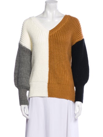 Cinq à Sept Colorblock Pattern V-Neck Sweater