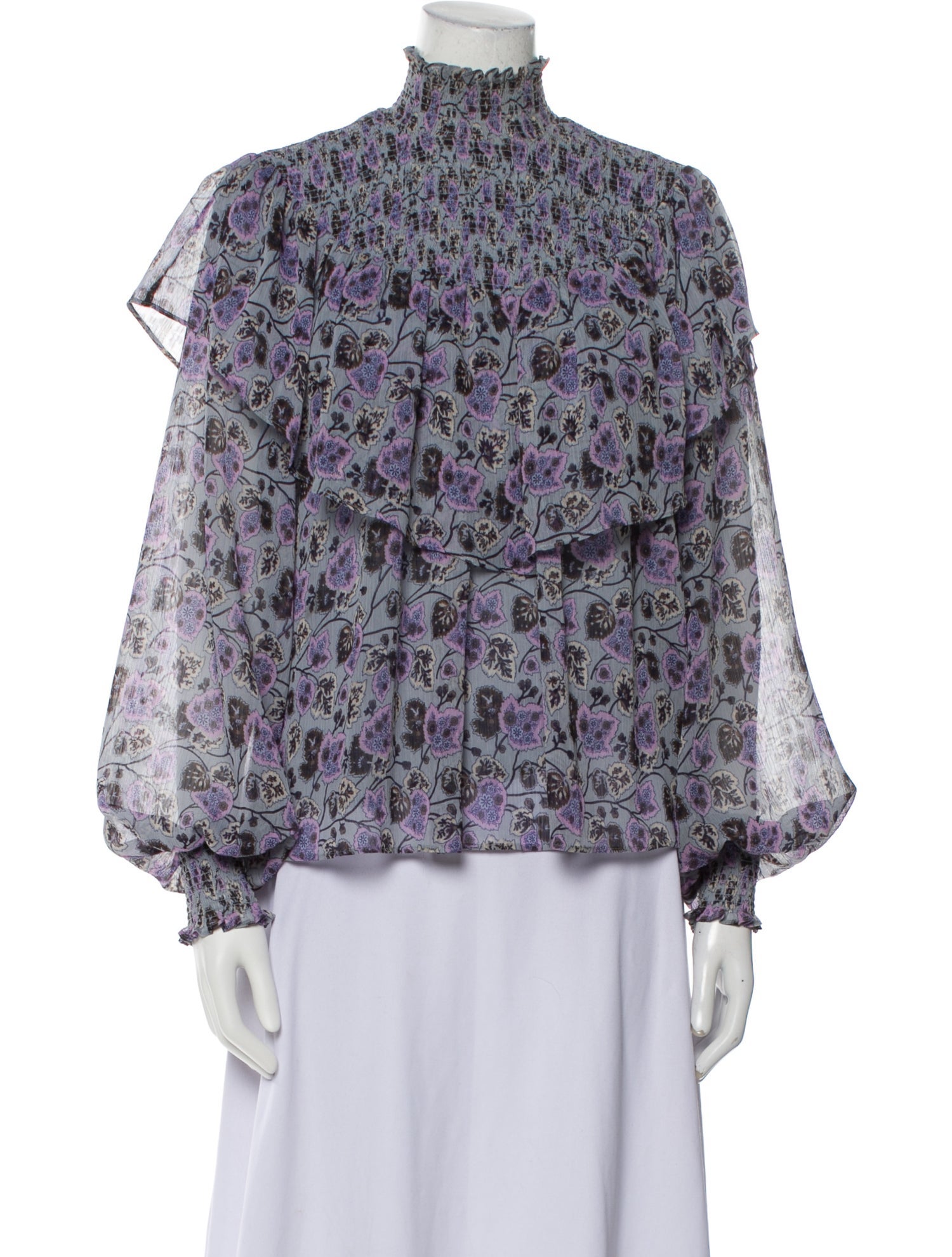 Cinq à Sept Printed Mock Neck Blouse