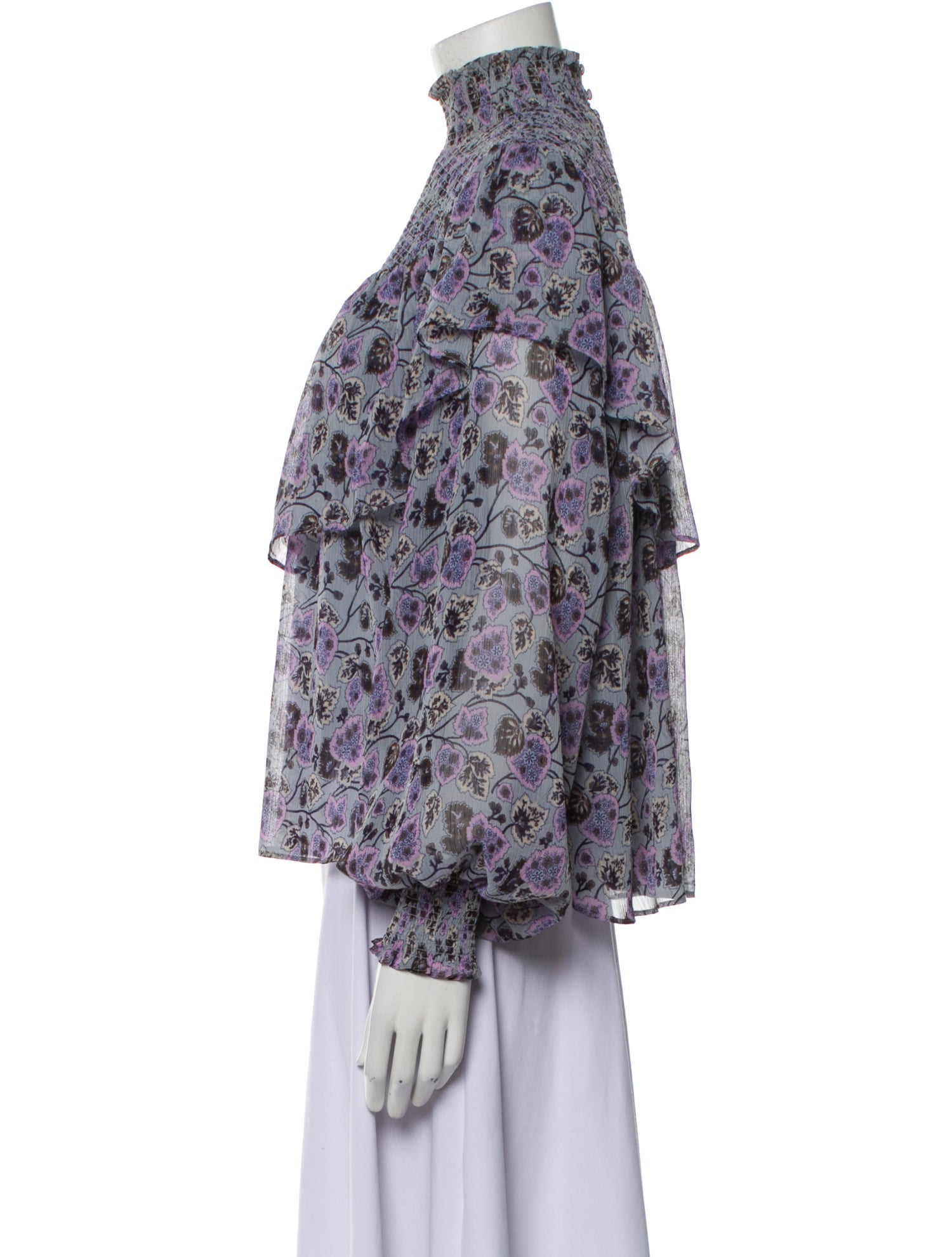 Cinq à Sept Printed Mock Neck Blouse