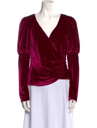 Cinq à Sept Plunge Neckline Long Sleeve Blouse