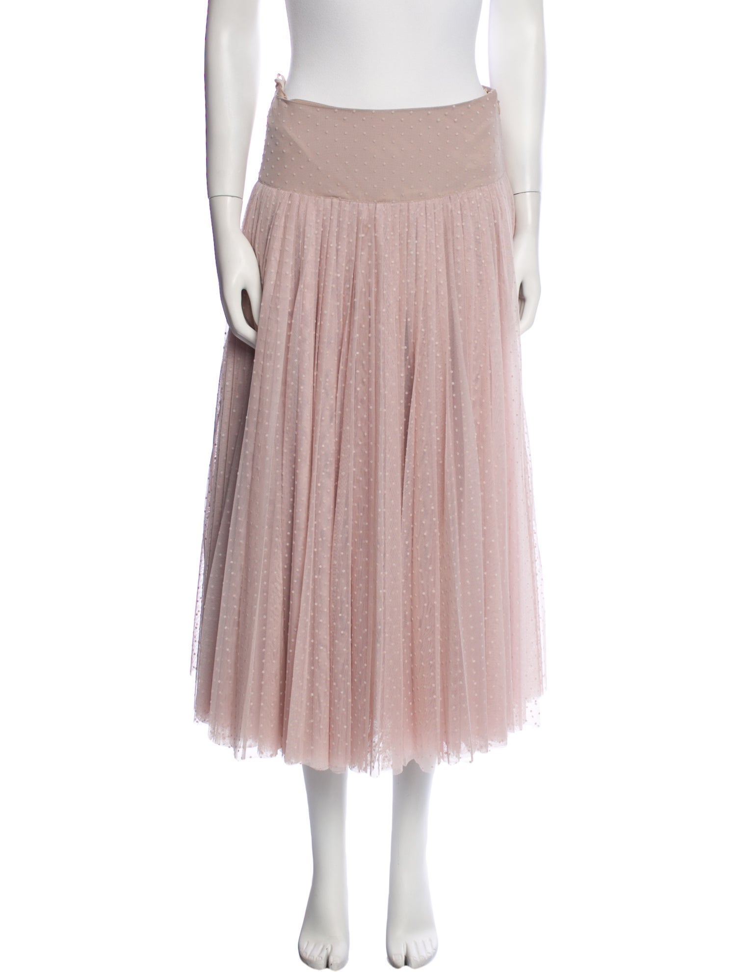 Cinq à Sept Mesh Accents Midi Length Skirt