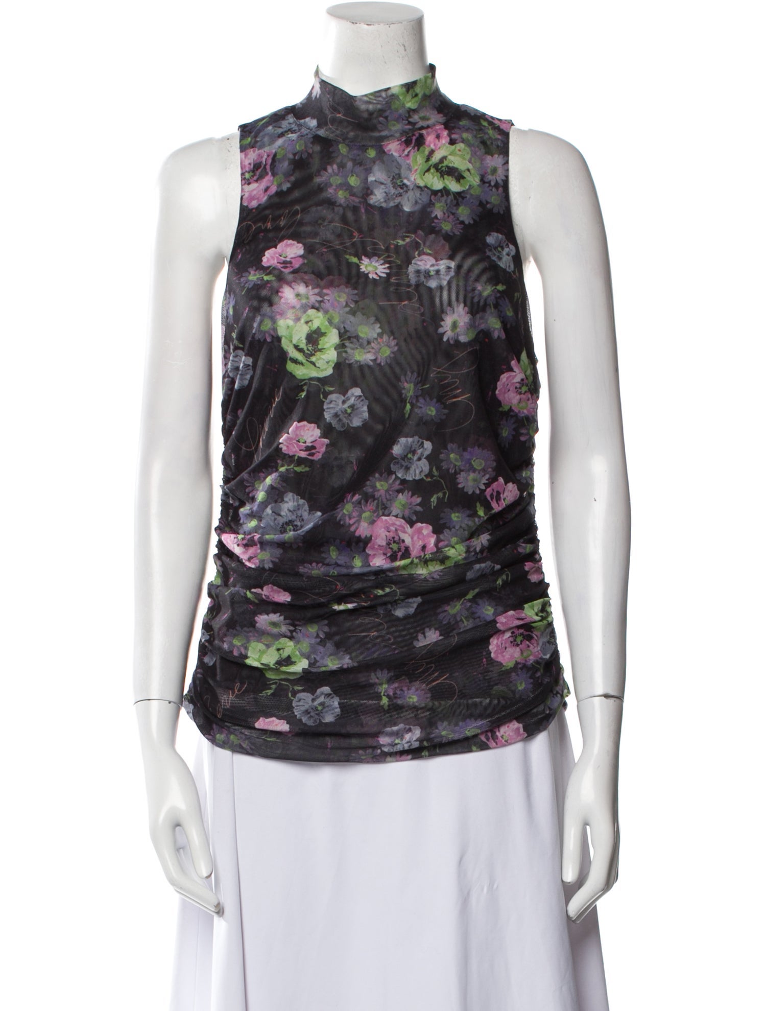 Cinq à Sept Floral Print Mock Neck Blouse