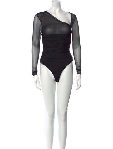 Cinq à Sept Tops One-Shoulder Long Sleeve Bodysuit XXS