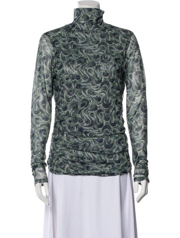 Cinq à Sept Tops Printed Turtleneck Top L