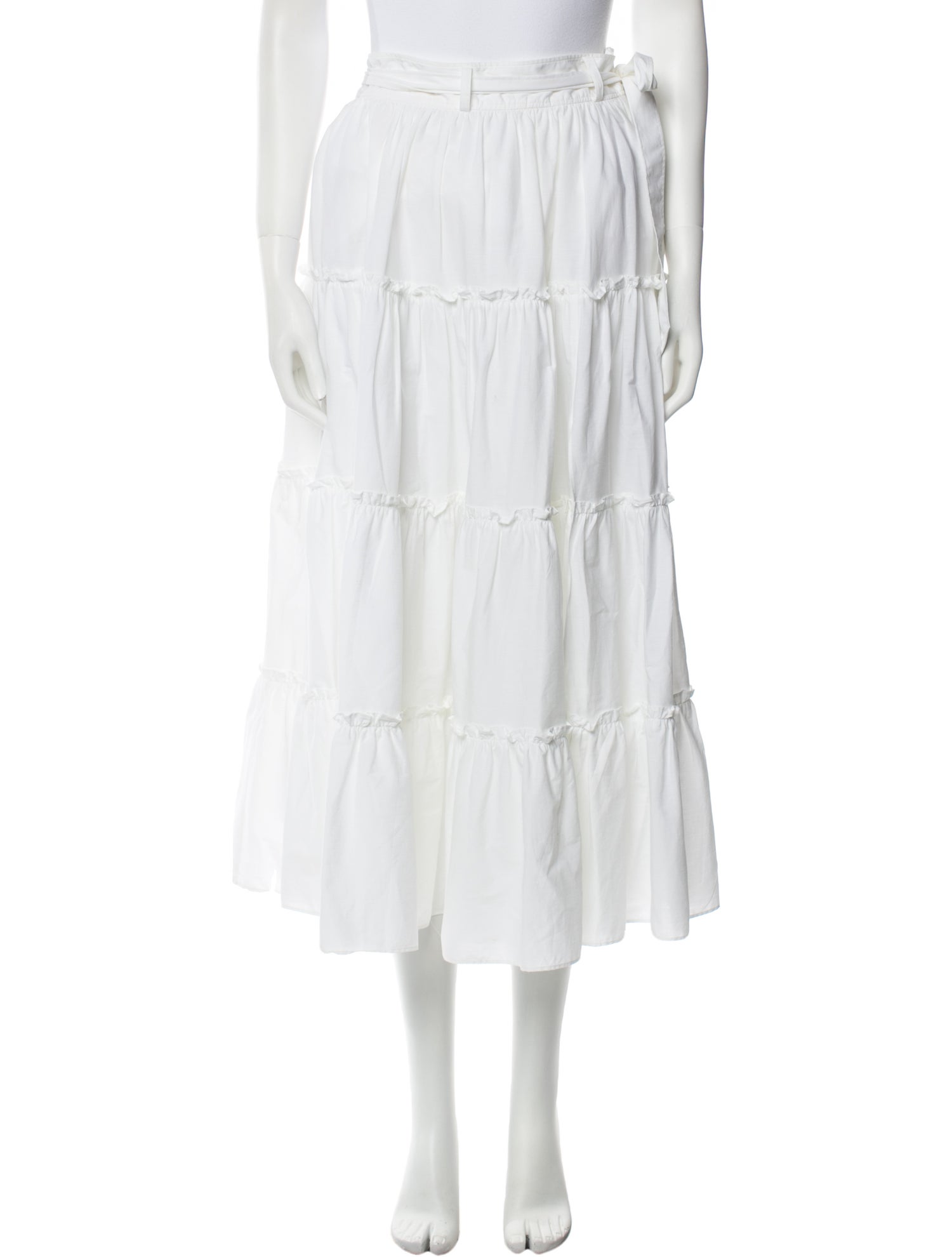 Cinq à Sept Ruffle Embellishment Midi Length Skirt