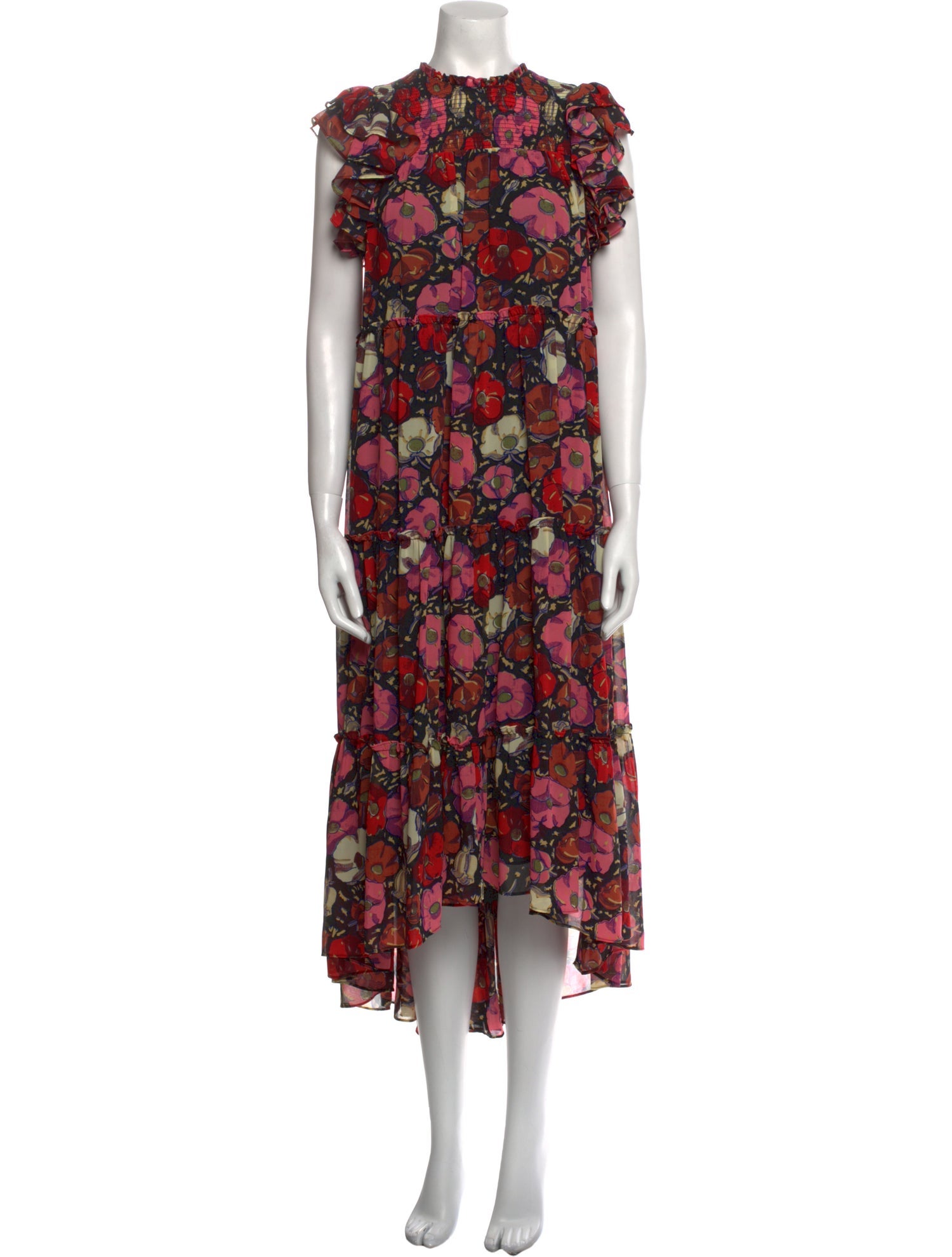Cinq à Sept Floral Print Midi Length Dress